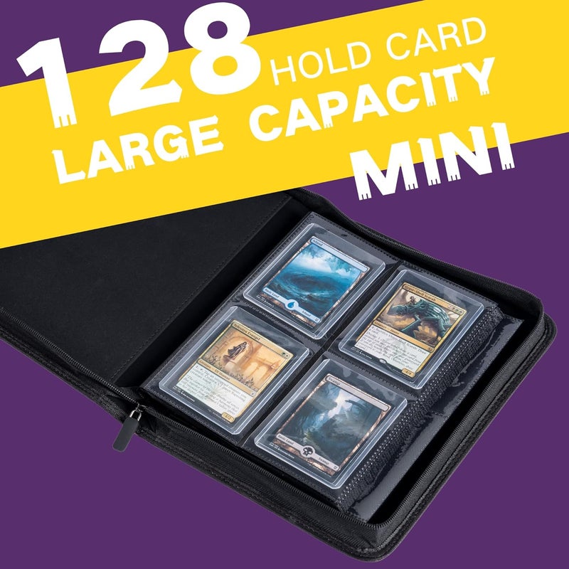 KUOOKING Toploader Binder, Holds 128+ Toploaders, 4 Pocket Top Loader Card Storage Case, Double-Sided Pockets for trading card in 3 x 4'' Toploaders (Pueple) - Image 2